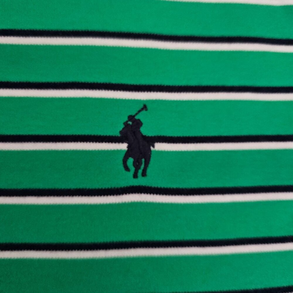 POLO Ralph Lauren Men's Green Striped Short Sleeve Classic Polo Shirt Size L/G - Picture 6 of 12